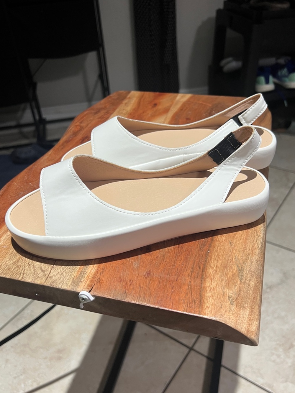 Camper White Slingback Open-Toe Platform Sandals